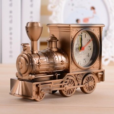 Rooroom GX Kartun Lokomotif Kereta Jam Alarm Antique Engine Designtable Meja Decor (Perunggu)-Intl