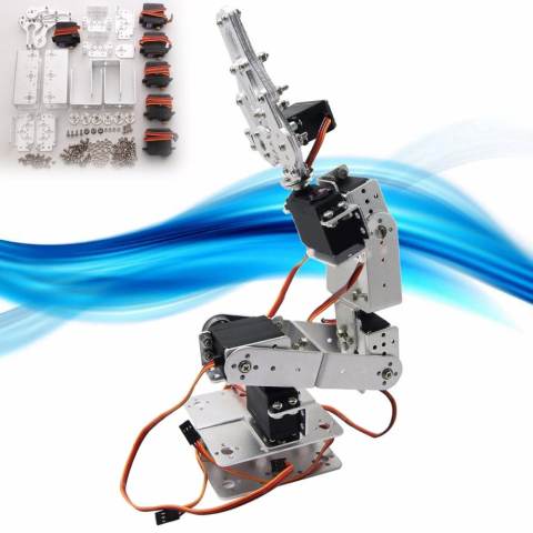 ROT2U 6DOF Aluminium Robot Lengan Mechanical Robotic Clamp Claw untuk ARDUINO-Silver-Intl 1