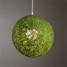 Round Ringkas Tenunan Tangan Rotan Vine Ball Pendant Kap Lampu Light Lamp Shades Light Aksesoris (15 Cm Diameter) Warna: Hijau