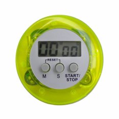Round Magnetic LCD Digital Kitchen Penghitung Waktu Mundur Alarm dengan Stan Lampu Hijau (Intl)