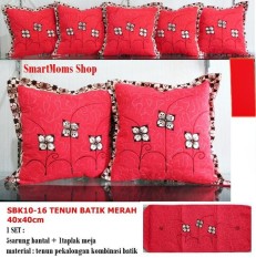 SARUNG BANTAL SOFA MINIMALIS TENUN BATIK MERAH