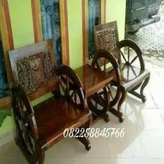Satu Set Meja Kursi Teras Taman Ukir Free Ongkir Kayu Jati Jepara