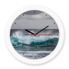 Gelombang Laut Laut Gambar Diam Tidak Berdetak Bulat Dinding Dekoratif Jam Baterai Motif stiker-Internasional