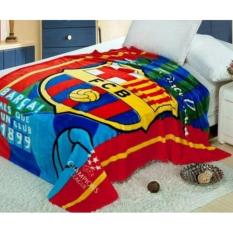 Selimut Motif Klub Bola Barcelona Bulu Flanel Halus 150 x 200