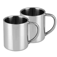 Set 2 Pcs Stainless Steel Cokelat Kehitaman Teh Bir Air Minum Mug Piala Thickens Double Wall Desain dengan Handle Sempurna Bandung Photo: “220 Ml