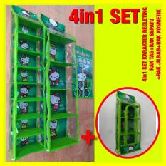 Set 4In1 Resleting Karakter Rak Tas Rak Sepatu Rak Jilbab Rak Kosmetik Hk Hijau Z0128A