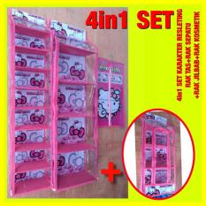 Set 4In1 Resleting Karakter Rak Tas Rak Sepatu Rak Jilbab Rak Kosmetik Hk Pink Z0128A