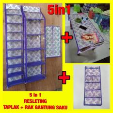 Set 5In1 Rak Sepatu Rak Tas Rak Jilbab Rak Saku Taplak Meja Resleting Gantung H0147A