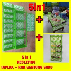 Set 5In1 Rak Tas Rak Sepatu Rak Jilbab Taplak Meja Taplak Rak Saku Resleting Z0147A