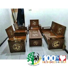 Set kursi tamu ukir daun kayu jati jepara