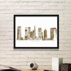 Shanghai Cina Sketsa Lanskap Negara Kota Landmark Ilustrasi Gambar Dinding Stiker- internasional
