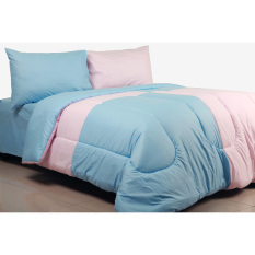 Sierra - Bedcover dan Sprei Domino - Polos Pink Baby x Biru Baby