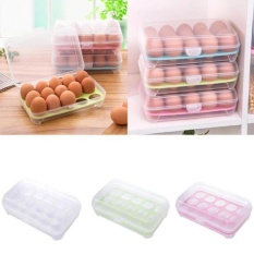 Lemari Es Tunggal Makanan 15 Telur Kedap Udara Penyimpanan Wadah Plastik Kotak Kitchen Organizer Aksesoris-Intl