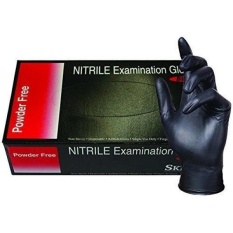 SKINTX BLK50015-L-BX Nitrile Medical Grade Examination Gloves, 5 Mil-5.5 Mil, Bebas Bubuk, Tekstur, Kemoterapi Diuji, Bebas Lateks, Tidak Steril, BESAR, Hitam (paket 100)-Intl