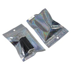 Kecil 7.5*12 Cm Berkilauan Silver Clear Self Seal Zipper Plastik Kemasan Tas Zip Kunci Tas Penyimpanan Paket W/Lubang Gantung-Intl