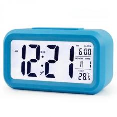 Smart Digital LCD/LED Alarm Clock Temperature Calendar Auto Night Sensor Clock - Blue