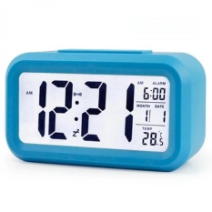 Smart Digital LCD/LED Alarm Clock Temperature Calendar Auto Night Sensor Clock - Blue