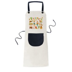 Smiling Fire Cactus Guitar Festival Illustration Cooking Kitchen Beige Adjustable Bib Apron Pocket Women Men Chef Gift - intl