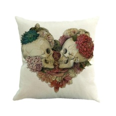 SOBUY Square Simple Casual Style Stick Gambar Pola Linen Cover Bantal, Bantal Batin Tidak Termasuk-Intl