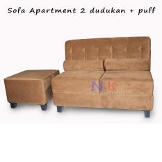 Sofa Kursi Tamu 2 dudukan mewah, 2 seater minimalis modern + PUFF - JABODETABEK ONLY