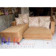 Sofa kursi tamu L BED Minimalis, Sofa sudut Santai mewah + Meja - JABODETABEK ONLY