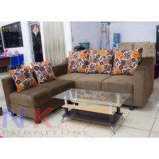 Sofa kursi Tamu L Minimalis, sofa sudut chocolate + Meja - JABODETABEK ONLY