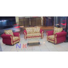 Sofa Kursi Tamu Minimalis 211, kursi tamu klasik red + Meja - JABODETABEK ONLY