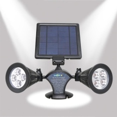Solar Powered LED Waterproof Double-Headed Spotlight 360 Derajat Rotatable Outdoor Security Wall Lampu untuk Garasi Deck Patio Taman-Internasional