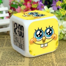 SpongeBob Jam Alarm Digital Klokken Elektronik Jam Meja Wake Lampu Plastik Dipimpin 7 Warna Yang Panjang Store112-Intl