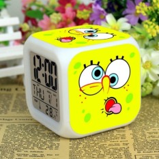 SpongeBob Jam Alarm Digital Klokken Elektronik Jam Meja Wake Lampu Plastik Dipimpin 7 Warna Yang Panjang Store553-Intl
