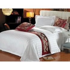 Sprei Katun Dolby Motif Salur Putih uk 160x200x30 (Sprei Hotel Bintang 5)