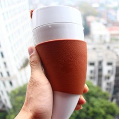 Baja Anti Karat Tanduk Kambing Liner Cangkir Kopi Cangkir Insulasi Vakum Croissant Piala # Putih-Intl