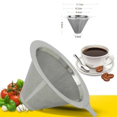 Stainless Steel Pour Over Cone Dripper Kopi Dua Lapis Kawat Penyaring Paperless Rumah Dapur Kedai Kopi Pembuatan Bir Kopi Penolong