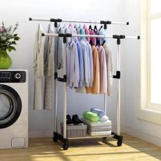 Stand Hanger Double - Rak Serbaguna Dobel Dengan 4 Roda