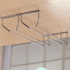 Bintang 1 Pcs 1-5 Baris Tembok Baja Tahan Karat Mount Stemware Gelas Anggur Gantung Rak Duduk Spesifikasi 2 Baris dengan Sekrup