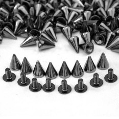 Bintang 100 Pcs Fashion Punk Keren Kepala Peluru Logam Kerucut Paku Sekrup Kancing Rivet Spesifikasi 7*10 Mm