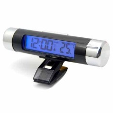 Star Mall Car Air Vent Clip / Stick On Electronic Clock + Thermometer Digital Lcd Display - intl