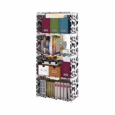 StarHome Rak Buku Serbaguna 4 Susun - Lemari Buku Portable - Motif Sapi - Multicolor