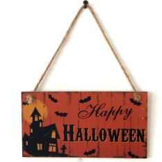 Starmall Modis Haunted Rumah Kelelawar Dinding Doorplate Plakat Pintu Kayu Gantungan Tanda Halloween Hotel Rumah Dekorasi-Internasional