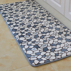 Stones Dicetak Dapur Lantai Tikar Anti-slip Karpet untuk Kamar Tidur Ruang Tamu Dustproof Masuk Keset Teras Yoga Sofa Mat (Silver) 50x120 Cm-Intl