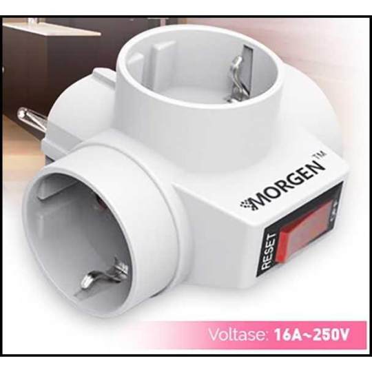 Jual Stop Kontak Arde 3 Way Merk MORGEN With Saklar ON-OFF 