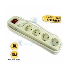 Sunfree Stop Kontak 5Lubang Colokan + Kabel 3M - Putih