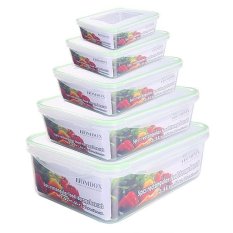 Sunweb Homdox 5 Pcs PP Rectangle Food Daging Ikan Penyimpanan Set Containers Fresh Microwave Freezer Box-Intl