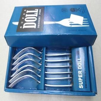 SUPER DOLL Garpu Makan Stainless Steel Dessert Fork Isi 6 Pcs Perdus