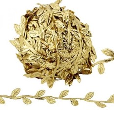 Supla 36 Yards Fake Hanging Vine Plants in Gold Silk Foliage Rattan Leaf Garland Leave Vine Leaf Balloon Tail Fake Foliage for Ribbon Trim Ribbon Wreath Making Gift Wraping Party Wedding Decoration
