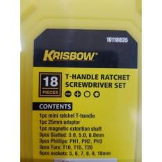 T-Handle Ratchet Screwdriver Set/ Obeng Ratchet Bentuk T Krisbow 18Pcs