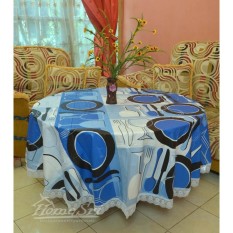 Taplak Meja Makan Plastik Vinyl Berenda Tepi Bulat 6 Kursi-Cutlery
