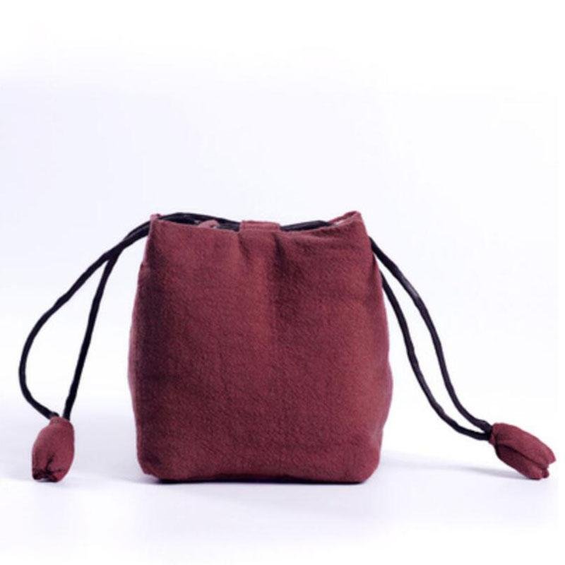 Teko Cangkir Teh Set Tas Penyimpanan Tebal Cotton Linen Tali Pengait dengan Lembut Hop-Pocket Pot Tas Kain Tas untuk Rumah Kantor Teh Spare Parts 12X14 Cm-Intl