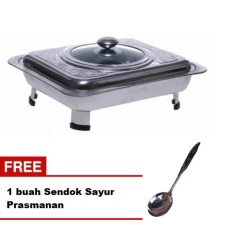 Tempat Makan Prasmanan Motif stainless steel + Gratis Sendok Sayur Stainless Steel