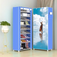 Tempat sepatu dari plastik lemari tempat sepaturak sepatu tertutup dari plastik lemari sepatu plastik tertutup R01 Blue Sky 10 Susun (9 rangka)
